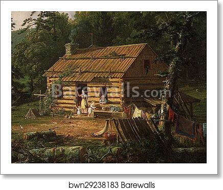Home in the Woods. Detail by Thomas Cole, Art Print