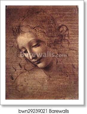 La Scapigliata - Female head by Leonardo Da Vinci, Art Print