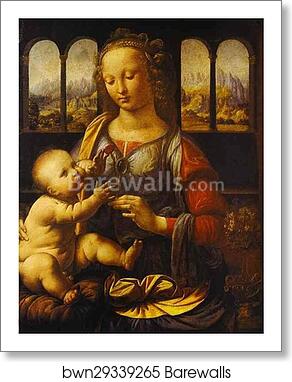 Madonna with the Carnation by Leonardo Da Vinci, Art Print
