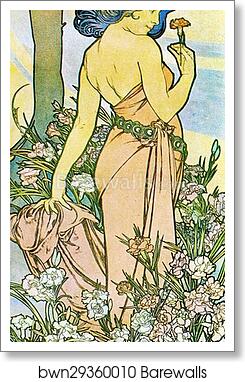 Carnation by Alphonse Mucha, Art Print