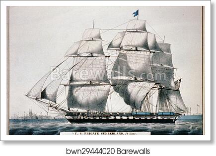 U.S. Frigate Cumberland, 54 Guns. The flag ship of the Gulf Squadron, Commander Perry by Currier & Ives, Art Print