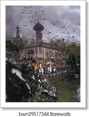 Peter II and Princess Elizabeth Petrovna Riding to Hounds. Detail by Valentin Serov, Art Print