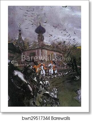 Peter II and Princess Elizabeth Petrovna Riding to Hounds. Detail by Valentin Serov, Art Print Peter II and Princess Elizabeth Petrovna Riding to Hounds. Detail by Valentin Serov, Art Print