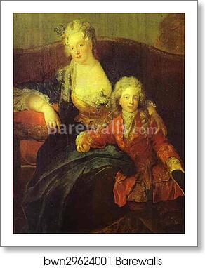 Portrait of Baron von Erlach with His Family. Detail by Antoine Pesne, Art Print