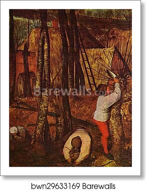 The Gloomy Day (February). Detail by Pieter Bruegel The Elder, Art Print