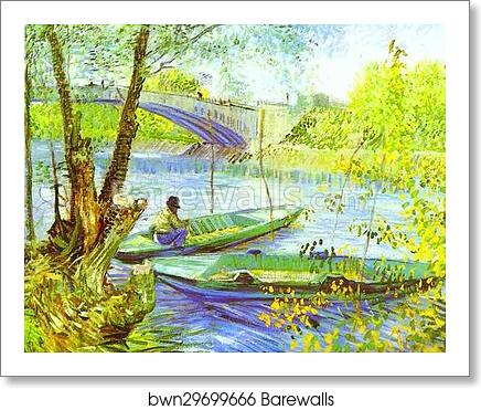 Fishing in Spring, Pont de Clichy by Vincent Van Gogh, Art Print