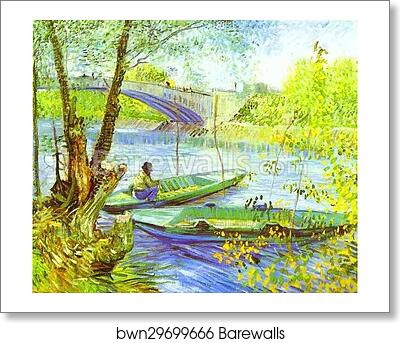 Fishing in Spring, Pont de Clichy by Vincent Van Gogh, Art Print Fishing in Spring, Pont de Clichy by Vincent Van Gogh, Art Print