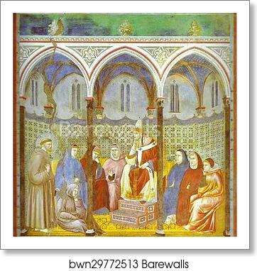 Preaching before Pope Honorius III by Giotto, Art Print
