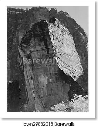 Rock formation, from below, "In Zion National Park," Utah. (Vertical orientation). Photographs of National Parks and Monuments, compiled 1941 - 1942, documenting the period ca. 1933 - 1942 by Ansel Adams (1902-1984), Art Print Rock formation, from below, "In Zion National Park," Utah. (Vertical orientation). Photographs of National Parks and Monuments, compiled 1941 - 1942, documenting the period ca. 1933 - 1942 by Ansel Adams (1902-1984), Art Print
