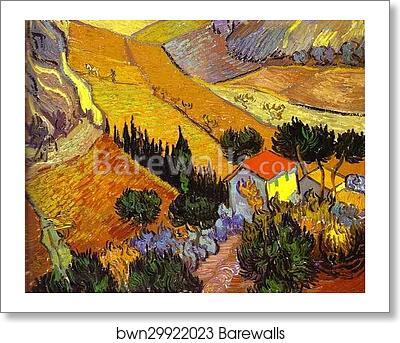 Landscape with House and Laborer (Paysage avec une maison et un laboureur) by Vincent Van Gogh, Art Print Landscape with House and Laborer (Paysage avec une maison et un laboureur) by Vincent Van Gogh, Art Print