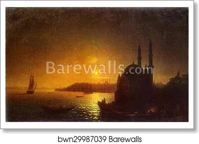 View of Constantinople by Moonlight by Ivan Aivazovsky, Art Print View of Constantinople by Moonlight by Ivan Aivazovsky, Art Print