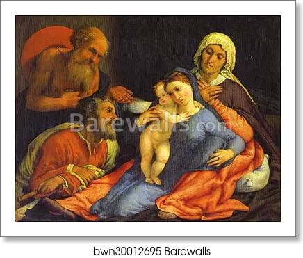 Madonna and Child with St. Jerome, St. Joseph and St. Anne by Lorenzo Lotto, Art Print