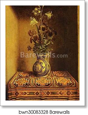 Still Life with a Jug with Flowers. The reverse side of the Portrait of a Praying Man by Hans Memling, Art Print