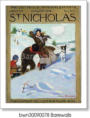 Girl in Snow With Dog by Norman Rockwell, Art Print