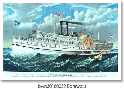 The Steamer Pilgrim, part of the "old" Fall River Line by Currier & Ives, Art Print