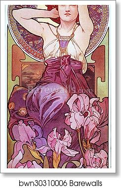 Amethyst by Alphonse Mucha, Art Print
