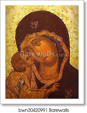 The Don Virgin. Detail by Theophanes The Greek, Art Print