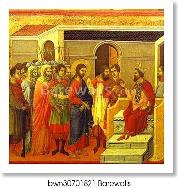 Maestà (back, central panel) Jesus Before King Herod by Duccio Di Buoninsegna, Art Print Maestà (back, central panel) Jesus Before King Herod by Duccio Di Buoninsegna, Art Print
