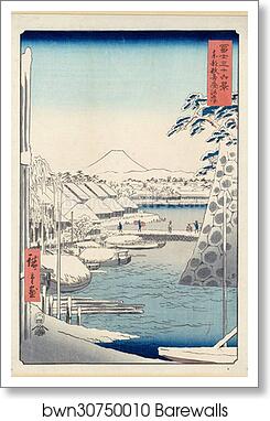 Riverbank at Sukiya in Edo (Tōto Sukiya-gashi) by Utagawa Hiroshige, Art Print