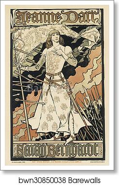 Le Théâtre de la Renaissance : "Jeanne d'Arc" by Eugène Grasset, Art Print