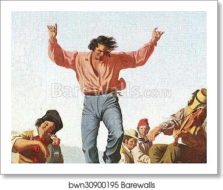 The Jolly Flatboatmen. Detail by George Caleb Bingham, Art Print The Jolly Flatboatmen. Detail by George Caleb Bingham, Art Print