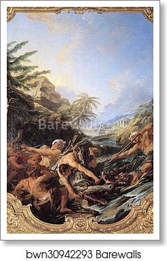 The Crocodile Hunt by François Boucher, Art Print