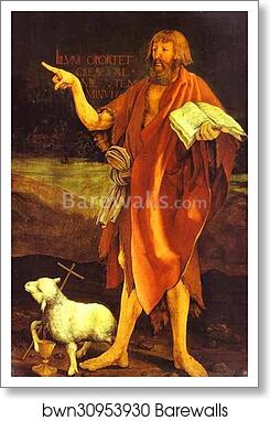 The Crucifixion. Detail. St. John the Baptist by Matthias Grünewald, Art Print The Crucifixion. Detail. St. John the Baptist by Matthias Grünewald, Art Print