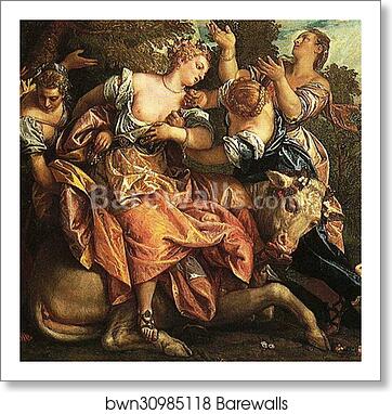 The Rape of Europa. Detail by Paolo Veronese, Art Print