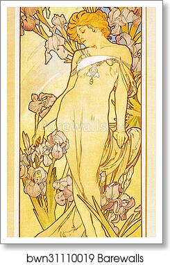 Iris by Alphonse Mucha, Art Print