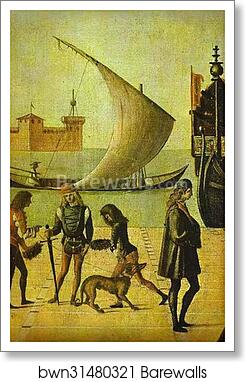 The Legend of St. Ursula: The Arrival of the English Ambassadors. Detail by Vittore Carpaccio, Art Print