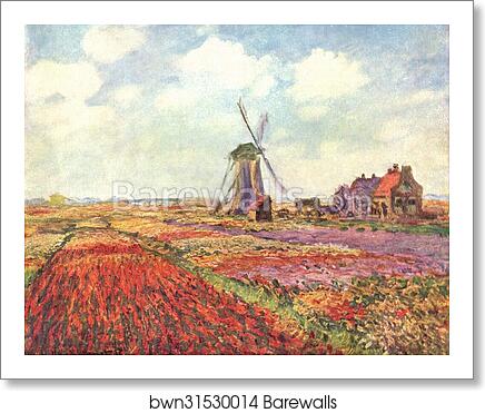 Tulip fields in Holland by Claude Monet, Art Print