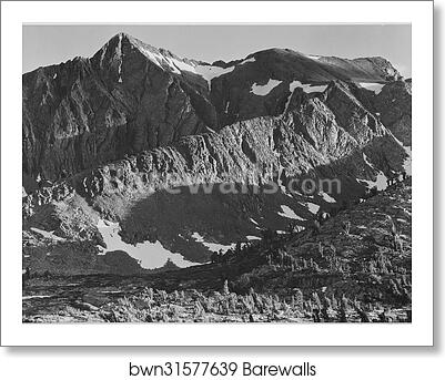 Peak above Woody Lake, Kings River Canyon (Proposed as a national park), California, 1936. Photographs of National Parks and Monuments, compiled 1941 - 1942, documenting the period ca. 1933 - 1942 by Ansel Adams (1902-1984), Art Print Peak above Woody Lake, Kings River Canyon (Proposed as a national park), California, 1936. Photographs of National Parks and Monuments, compiled 1941 - 1942, documenting the period ca. 1933 - 1942 by Ansel Adams (1902-1984), Art Print