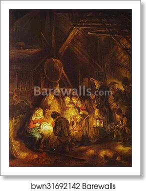 Adoration of the Shepherds by Rembrandt Harmenszoon Van Rijn, Art Print Adoration of the Shepherds by Rembrandt Harmenszoon Van Rijn, Art Print