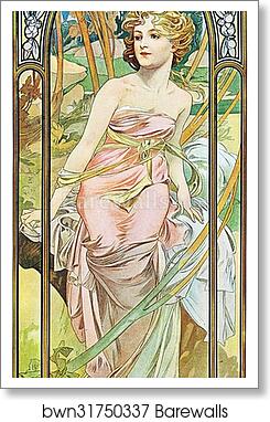 Morning Awakening by Alphonse Mucha, Art Print