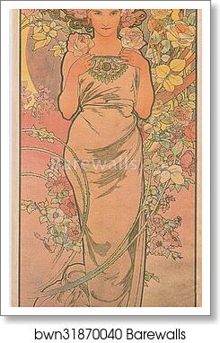 Rose by Alphonse Mucha, Art Print
