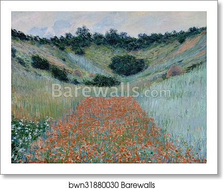 Poppy Field in a Hollow near Giverny by Claude Monet, Art Print