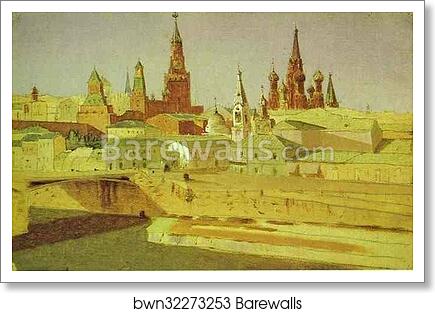 View of the Moskvoretsky Bridge, the Kremlin and the Pokrovsky Cathedral by Arkhip Kuinji, Art Print
