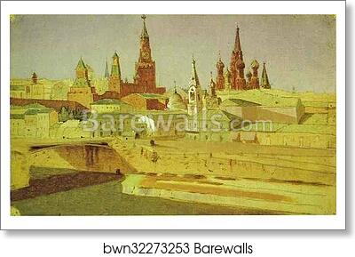 View of the Moskvoretsky Bridge, the Kremlin and the Pokrovsky Cathedral by Arkhip Kuinji, Art Print View of the Moskvoretsky Bridge, the Kremlin and the Pokrovsky Cathedral by Arkhip Kuinji, Art Print