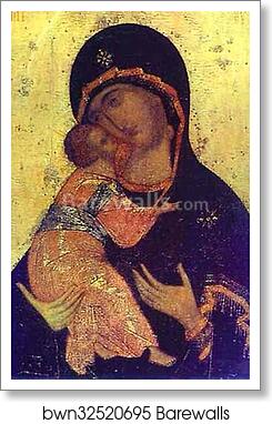 The Virgin of Vladimir. Detail by Andrei Rublev, Art Print