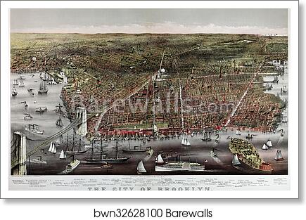 City of Brooklyn, New York. Map by Currier & Ives, 1879 by Currier & Ives, Art Print
