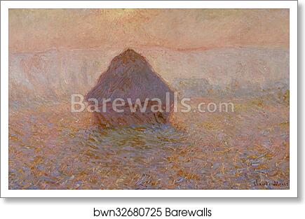 Grainstack, Sun in the Mist by Claude Monet, Art Print