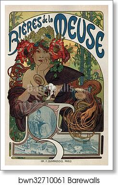 Bieres De La Meuse by Alphonse Mucha, Art Print