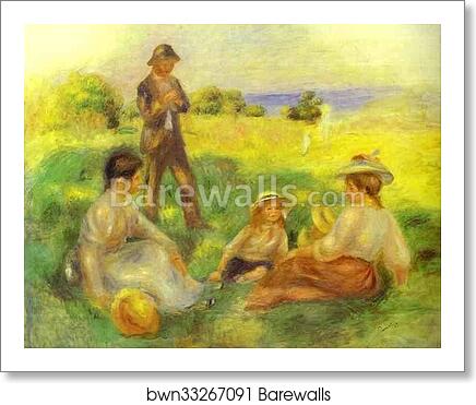 Landscape in Berneval with People (Paysage à Berneval avec personnages) by Pierre-Auguste Renoir, Art Print