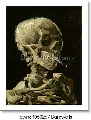 Head of a skeleton with a burning cigarette by Vincent Van Gogh, Art Print