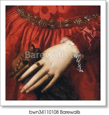 Lady in a Red Dress with a Fair-Haired Little Boy. Detail by Agnolo Bronzino, Art Print
