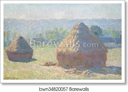 Haystacks, end of Summer by Claude Monet, Art Print