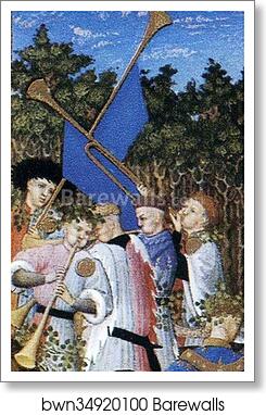 Les tr�s riches heures du Duc de Berry. May. Hotel de Neste, the Duke's Paris Residence. Detail by Limbourg Brothers, Art Print Les tr�s riches heures du Duc de Berry. May. Hotel de Neste, the Duke's Paris Residence. Detail by Limbourg Brothers, Art Print