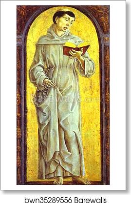 St. Anthony of Padua Reading by Cosmè Tura (A.K.A. Cosimo Tura), Art Print St. Anthony of Padua Reading by Cosmè Tura (A.K.A. Cosimo Tura), Art Print