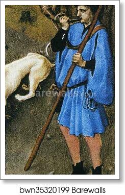 Les trÄ�s riches heures du Duc de Berry. December. Chateau de Vincennes. Detail by Limbourg Brothers, Art Print