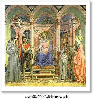 The Madonna and Child Enthroned with SS. Francis, John the Baptist, Zenobius and Lucy. The main part of the Altarpiece of St. Lucy of the Magnolias by Domenico Veneziano, Art Print